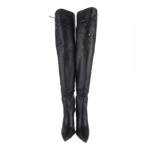 Tory Burch Black Leather Over-The-Knee Boots - Picture 2 of 5